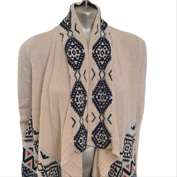 🪻BOGO🪻 PINK ROSE Boho Waterfall‎ Open Front Cardigan Southwest Cream Blue - Picture 10 of 13